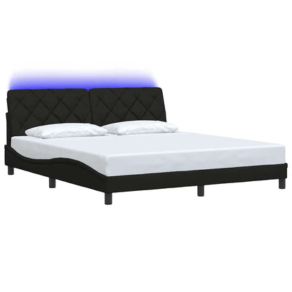 Rám Postele S Led Bez Matrace Černý 180X200 Cm Látka