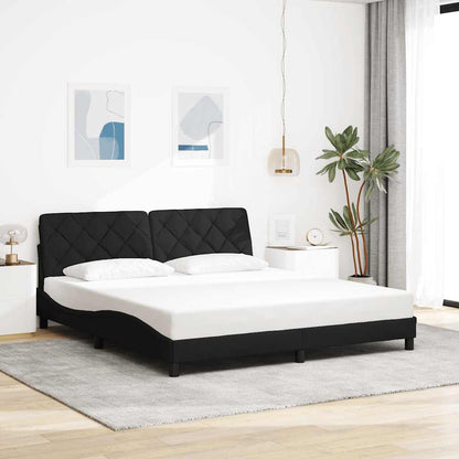 Rám Postele S Led Bez Matrace Černý 180X200 Cm Látka