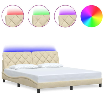 Rám Postele S Led Bez Matrace Cream 180X200 Cm Látka