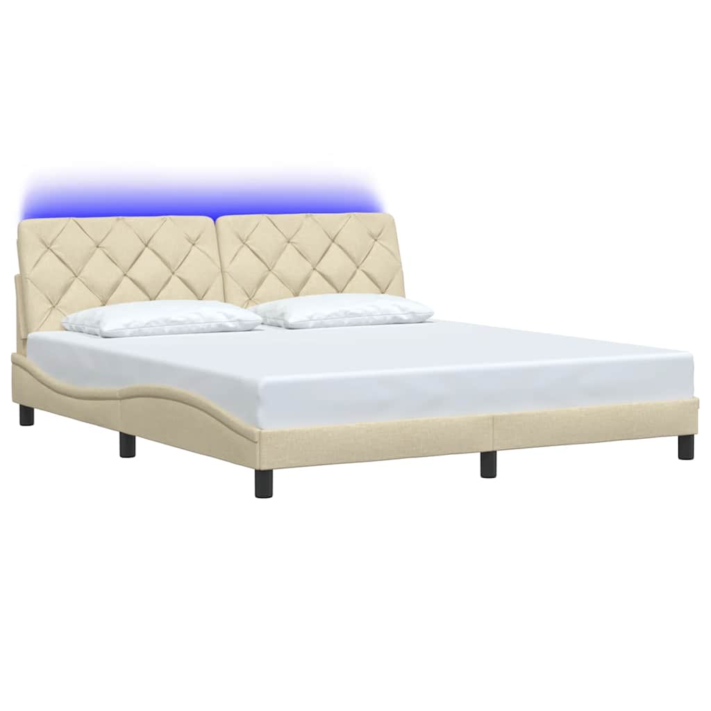 Rám Postele S Led Bez Matrace Cream 180X200 Cm Látka