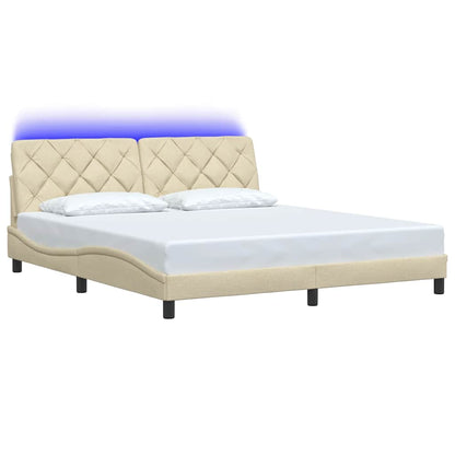 Rám Postele S Led Bez Matrace Cream 180X200 Cm Látka