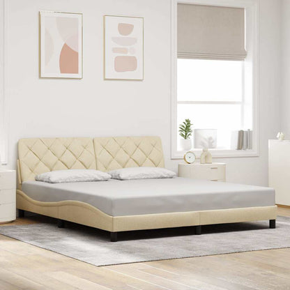 Rám Postele S Led Bez Matrace Cream 180X200 Cm Látka