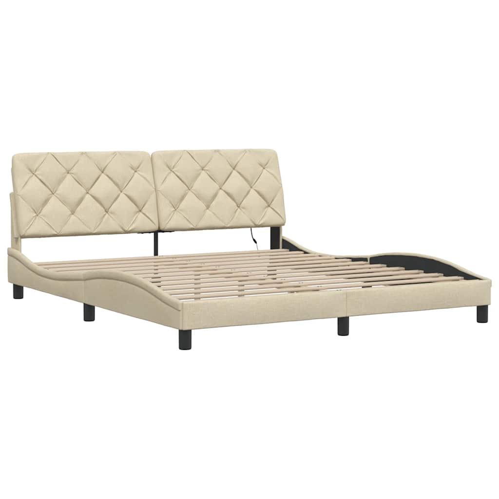 Rám Postele S Led Bez Matrace Cream 180X200 Cm Látka