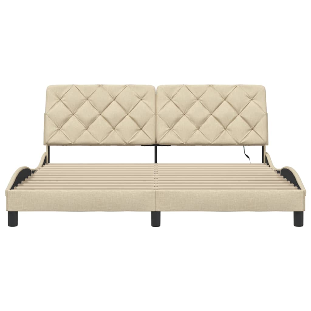 Rám Postele S Led Bez Matrace Cream 180X200 Cm Látka