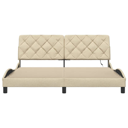 Rám Postele S Led Bez Matrace Cream 180X200 Cm Látka