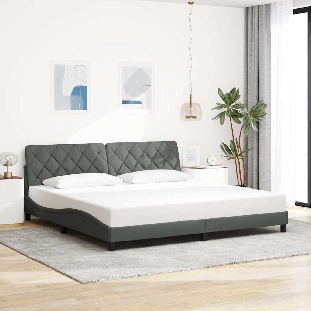 Rám Postele S Led Bez Matrace Tmavě Šedá 200X200 Cm Látka