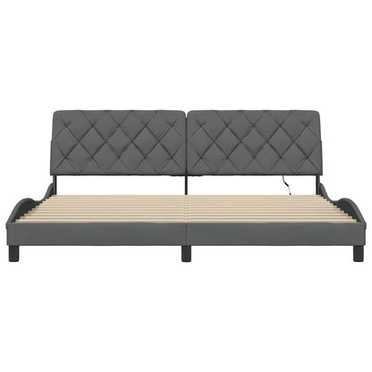 Rám Postele S Led Bez Matrace Tmavě Šedá 200X200 Cm Látka