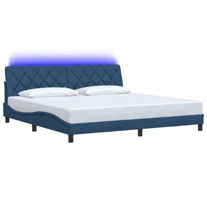 Rám Postele S Led Bez Matrace Modrá 200X200 Cm Látka