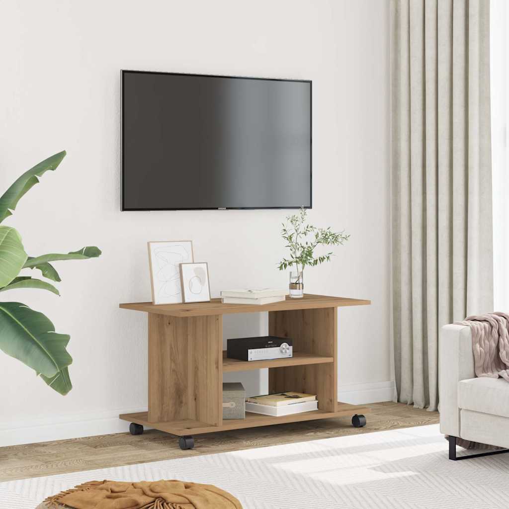 Tv Stolek S Kolečky Betonově Šedý 80X40X45 Cm Kompozitní Dřevo