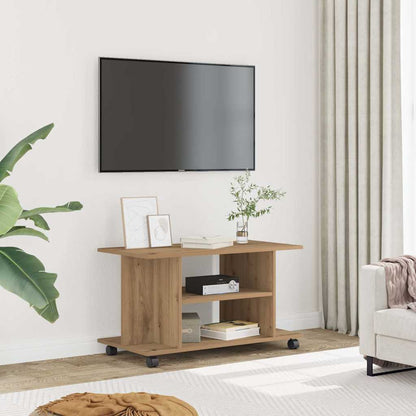 Tv Stolek S Kolečky Betonově Šedý 80X40X45 Cm Kompozitní Dřevo