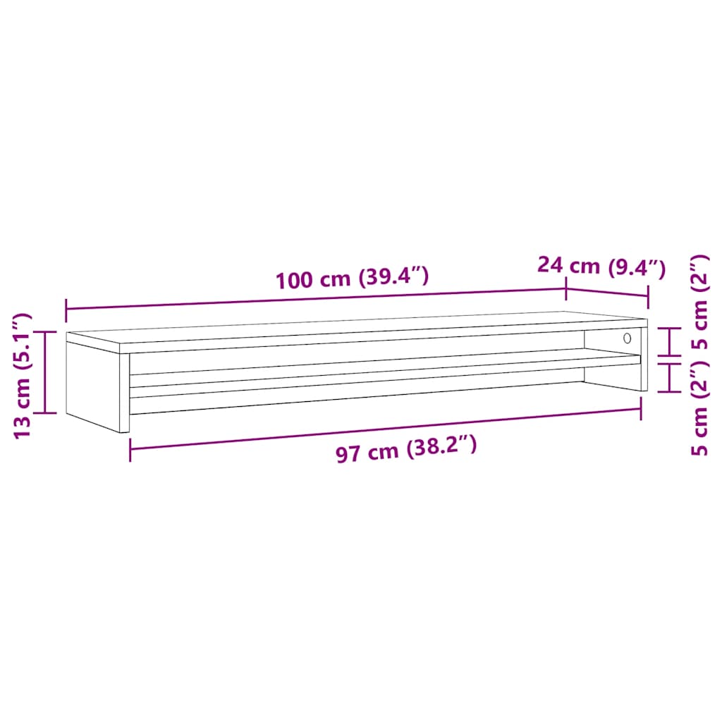 Stojan Na Monitor Artisan Dub 100 X 24 X 13 Cm Konstrukce Dřeva