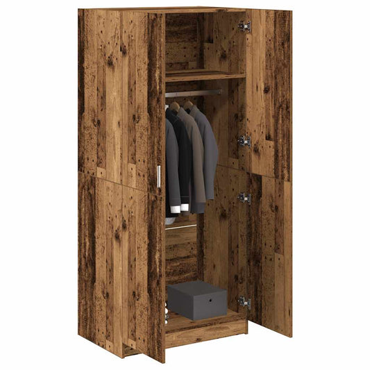 Šatní Skříň Old Wood 80 X 52 X 180 Cm Kompozitní Dřevo