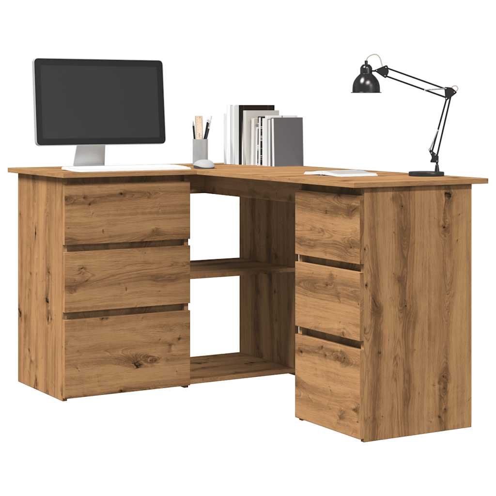 Rohový Psací Stůl Dub Artisan 145X100X76 Cm Kompozitní Dřevo