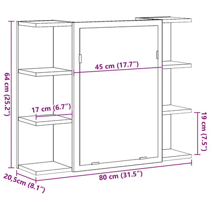 Koupelnová Skříňka Zrcadlo 80X20,5X64 Dřevotříska