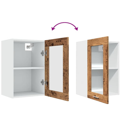 Závěsná Prosklená Skříňka Old Wood 40X31X60 Cm Kompozitní Dřevo Staré Dřevo