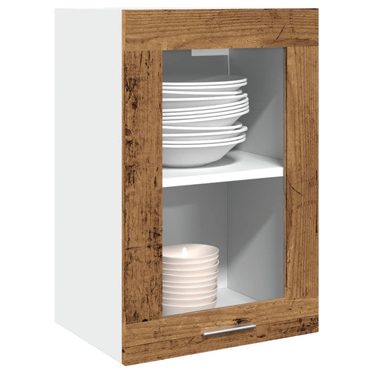 Závěsná Prosklená Skříňka Old Wood 40X31X60 Cm Kompozitní Dřevo Staré Dřevo