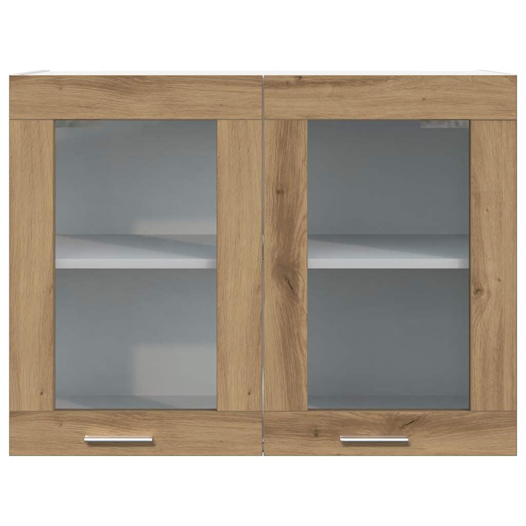 Horní Prosklená Skříňka 80 X 31 X 60 Cm Kompozit Dub Artisan