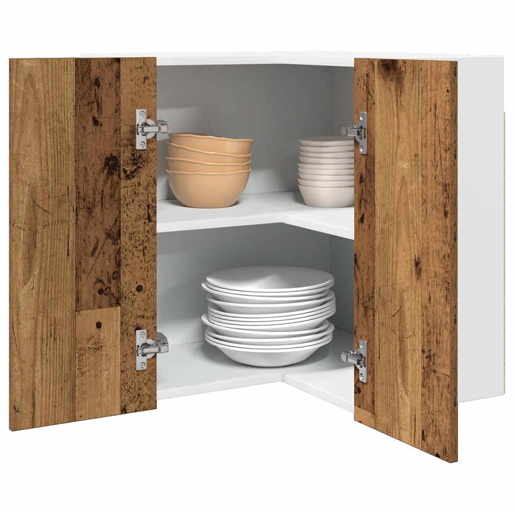 Horní Rohová Skříňka Old Wood 57 X 57 X 60 Cm Kompozitní Dřevo Staré Dřevo