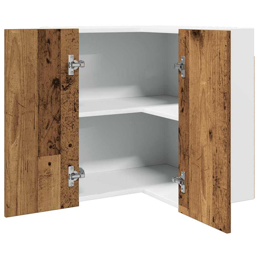 Horní Rohová Skříňka Old Wood 57 X 57 X 60 Cm Kompozitní Dřevo Staré Dřevo