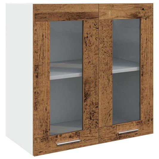 Kuchyňská Nástěnná Skříňka Prosklená Dvířka Old Wood 60X31X60Cm Staré Dřevo