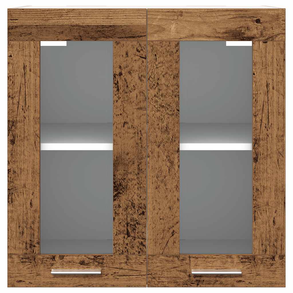 Kuchyňská Nástěnná Skříňka Prosklená Dvířka Old Wood 60X31X60Cm Staré Dřevo