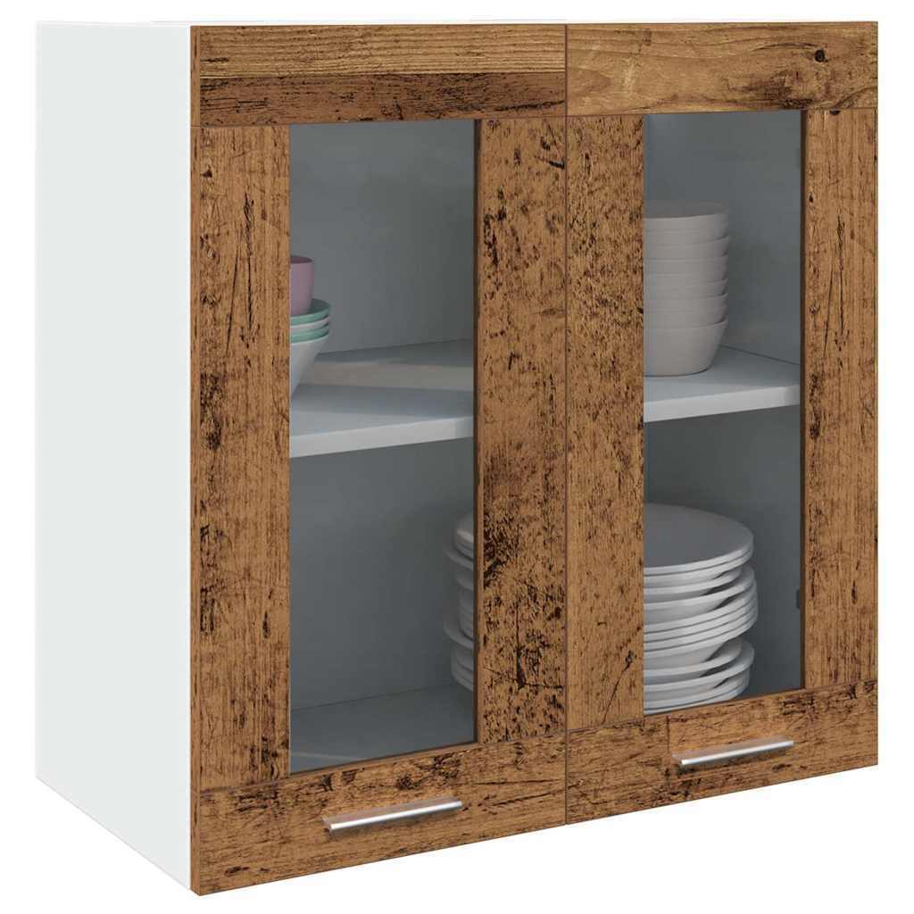 Kuchyňská Nástěnná Skříňka Prosklená Dvířka Old Wood 60X31X60Cm Staré Dřevo