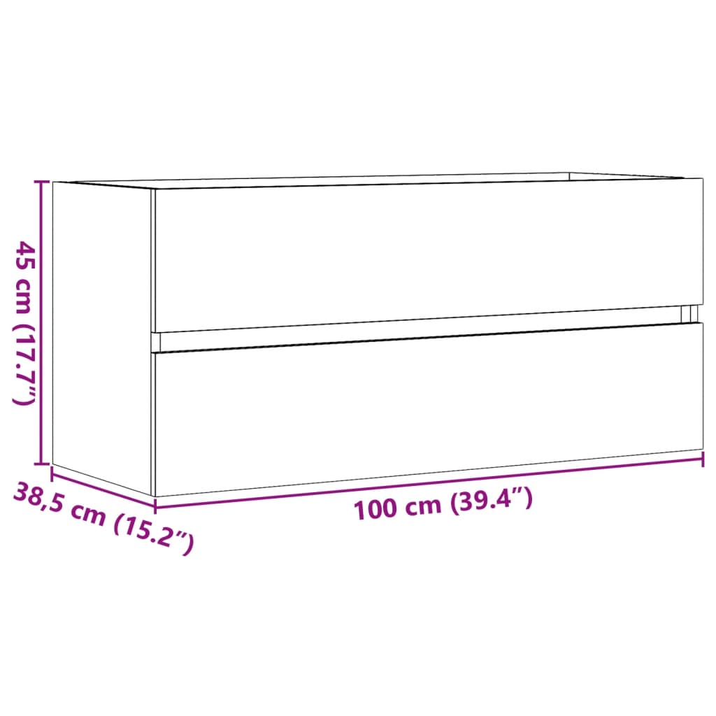 Skříňka Pod Umyvadlo Betonově Šedá 100X38,5X45 Cm Dřevotříska