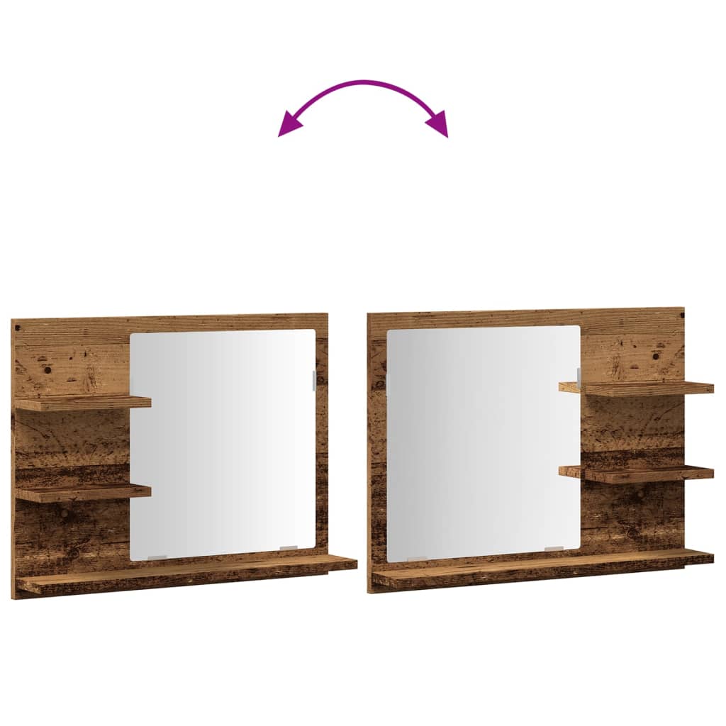 Koupelnová Skříňka Se Zrcadlem Old Wood 60 X 10,5 X 45 Cm
