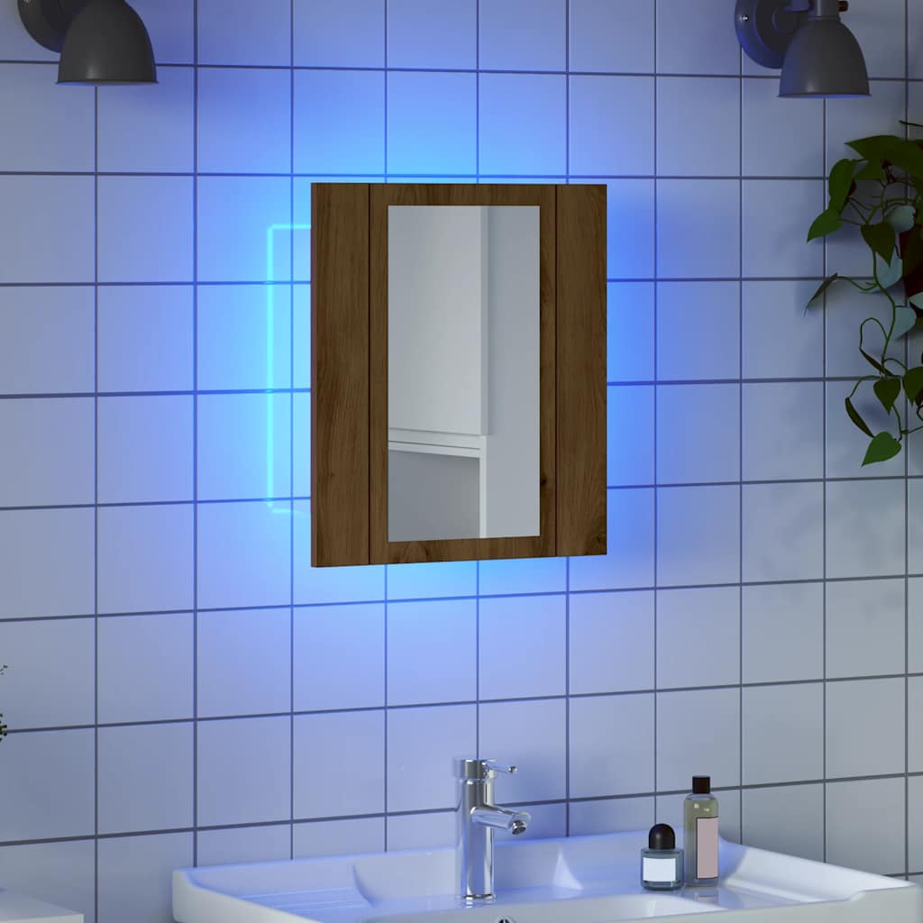 Zrcadlová Skříňka Led 40X12X45 Cm Kompozitní Dřevo
