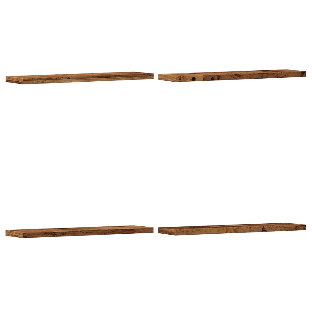 Nástěnné Police 4 Ks Old Wood 40 X 10 X 1,5 Cm Kompozitní Dřevo Staré Dřevo