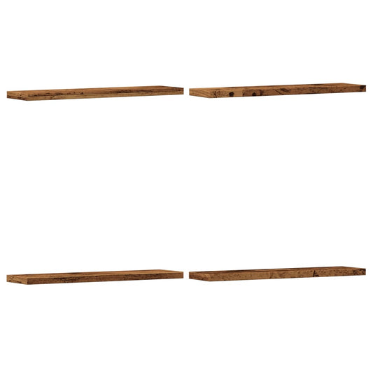 Nástěnné Police 4 Ks Old Wood 40 X 10 X 1,5 Cm Kompozitní Dřevo Staré Dřevo