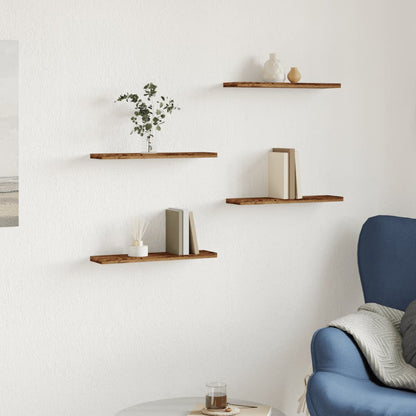 Nástěnné Police 4 Ks Old Wood 40 X 10 X 1,5 Cm Kompozitní Dřevo Staré Dřevo
