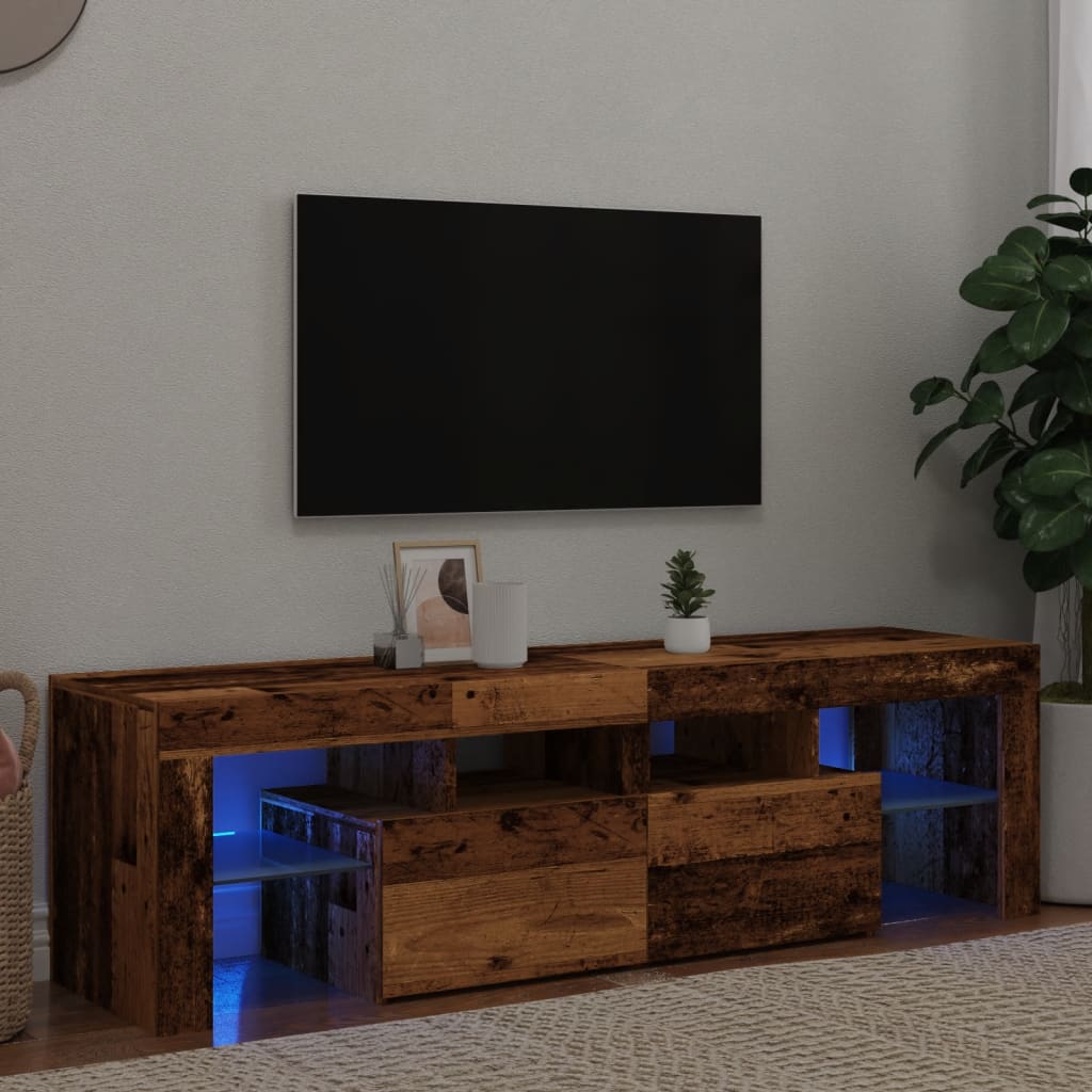 Tv Skříňka S Led Osvětlením Betonově Šedá 140 X 36,5 X 40 Cm
