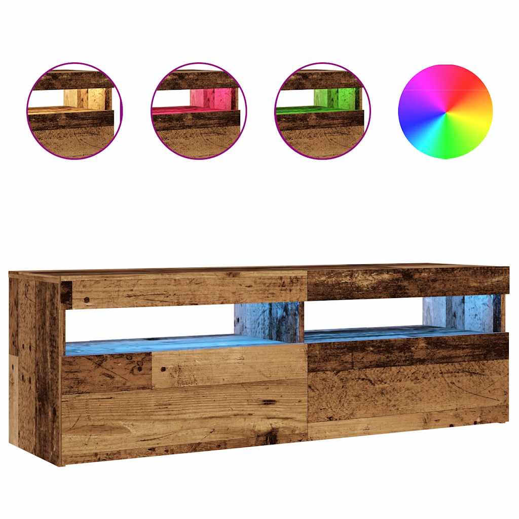 Tv Stolek S Led Old Wood 120 X 35 X 40 Cm Kompozitní Dřevo