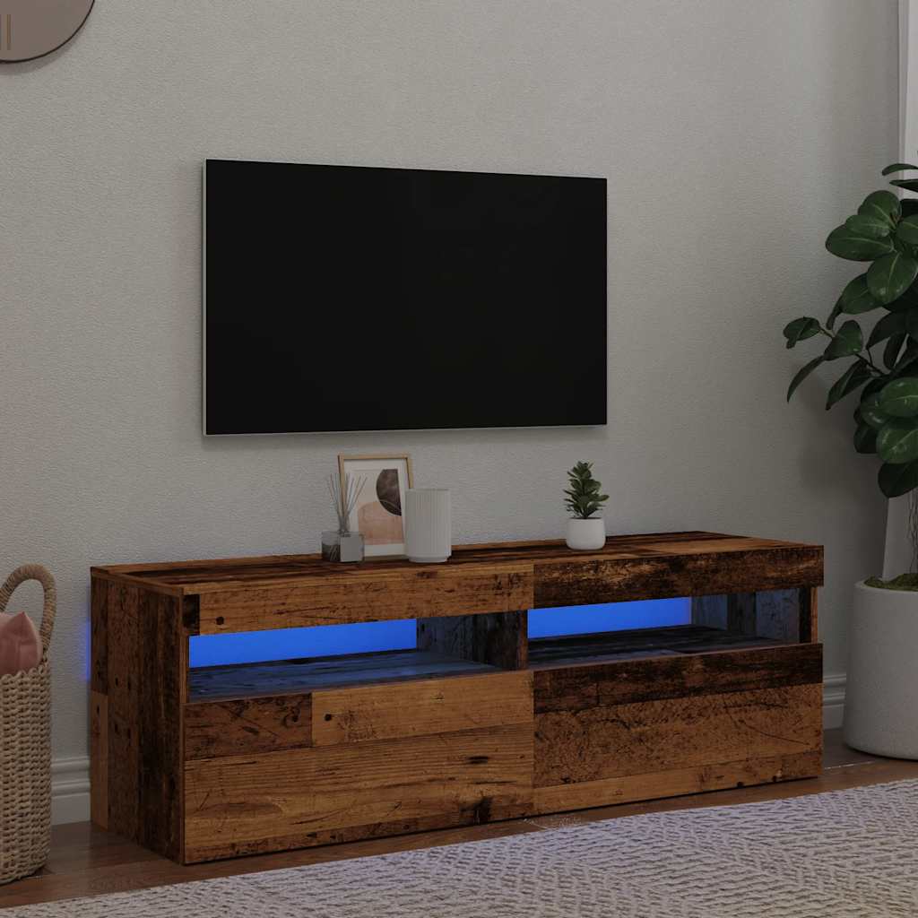 Tv Stolek S Led Old Wood 120 X 35 X 40 Cm Kompozitní Dřevo
