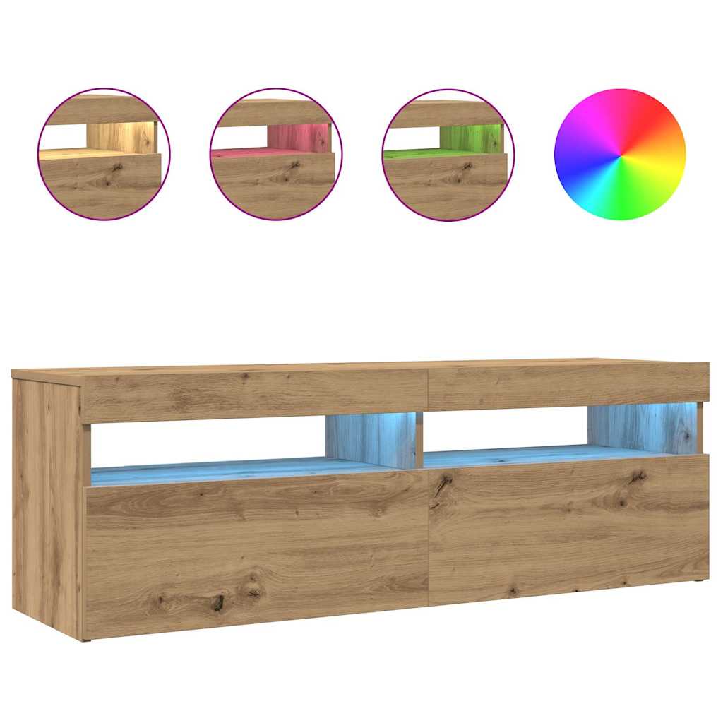 Tv Stolek S Led Dub Artisan 120 X 35 X 40 Cm Kompozitní Dřevo
