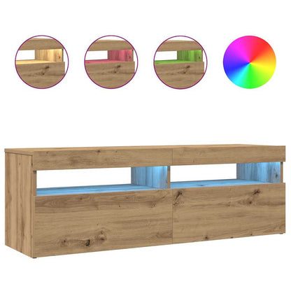 Tv Stolek S Led Dub Artisan 120 X 35 X 40 Cm Kompozitní Dřevo