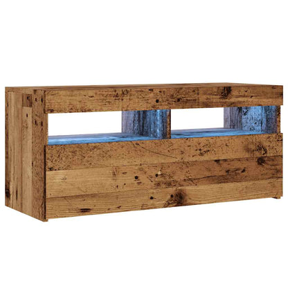 Tv Stolek S Led Old Wood 90 X 35 X 40 Cm Kompozitní Dřevo