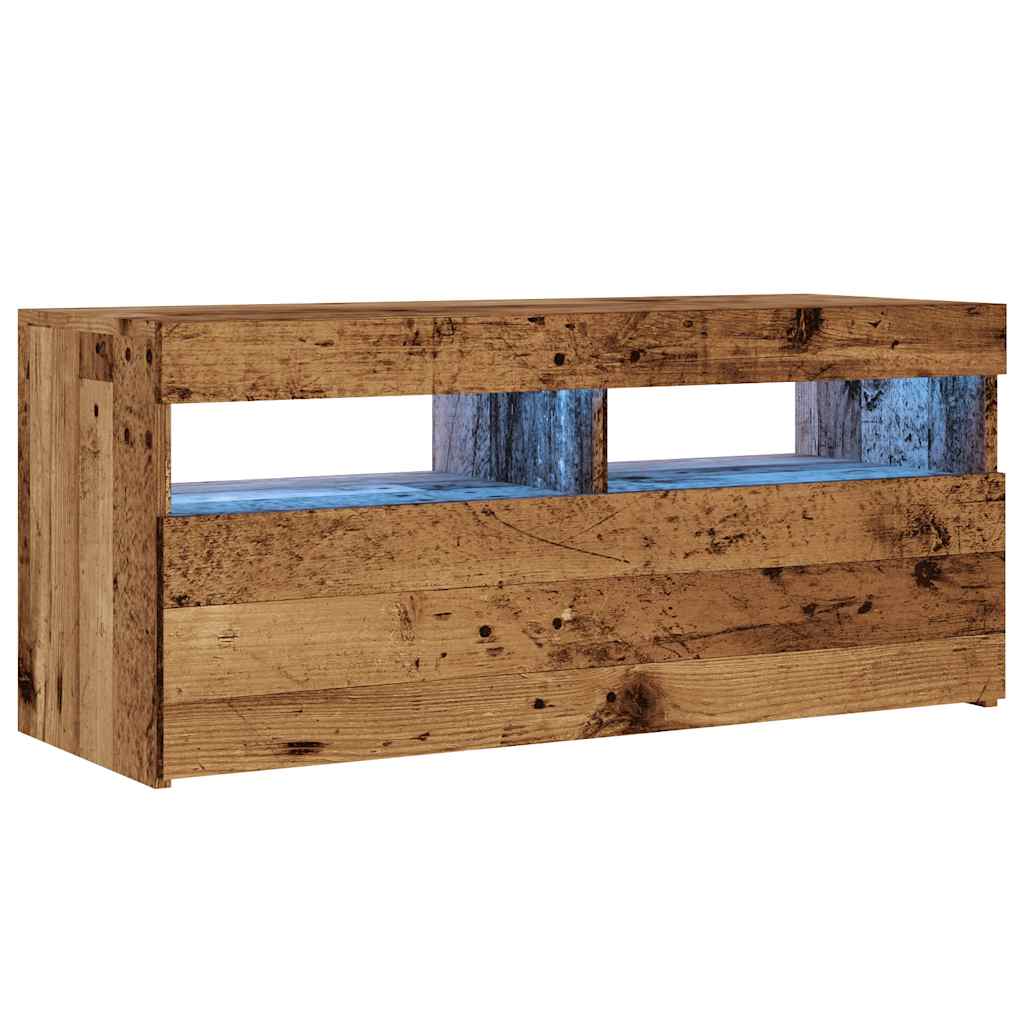 Tv Stolek S Led Old Wood 90 X 35 X 40 Cm Kompozitní Dřevo
