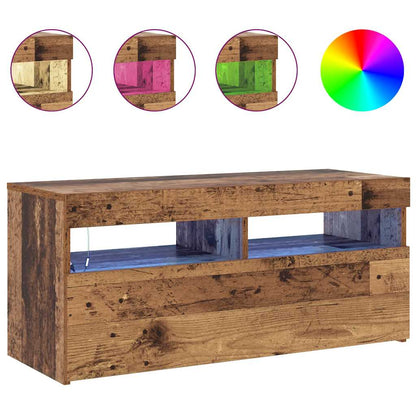 Tv Stolek S Led Old Wood 90 X 35 X 40 Cm Kompozitní Dřevo