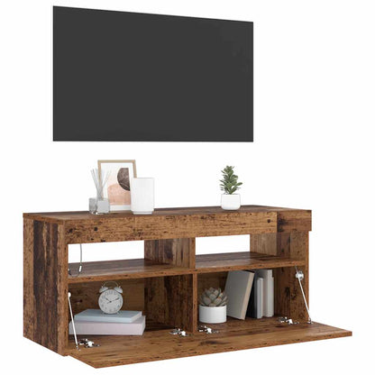 Tv Stolek S Led Old Wood 90 X 35 X 40 Cm Kompozitní Dřevo