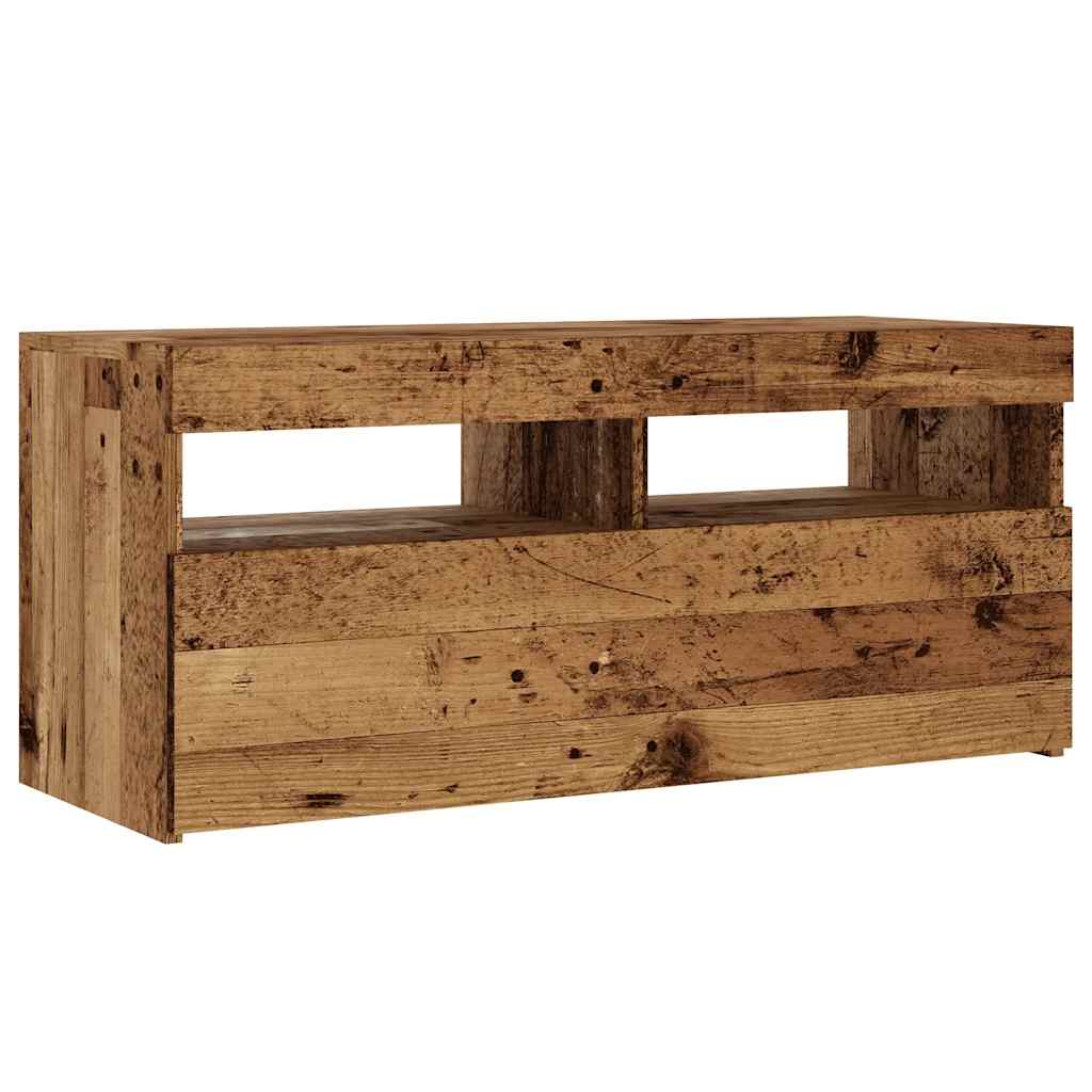Tv Stolek S Led Old Wood 90 X 35 X 40 Cm Kompozitní Dřevo