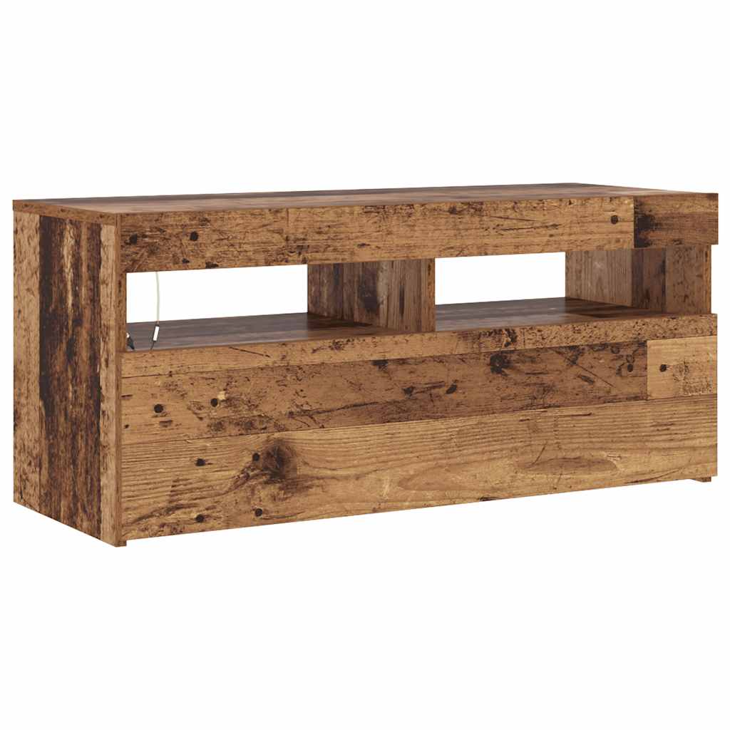 Tv Stolek S Led Old Wood 90 X 35 X 40 Cm Kompozitní Dřevo