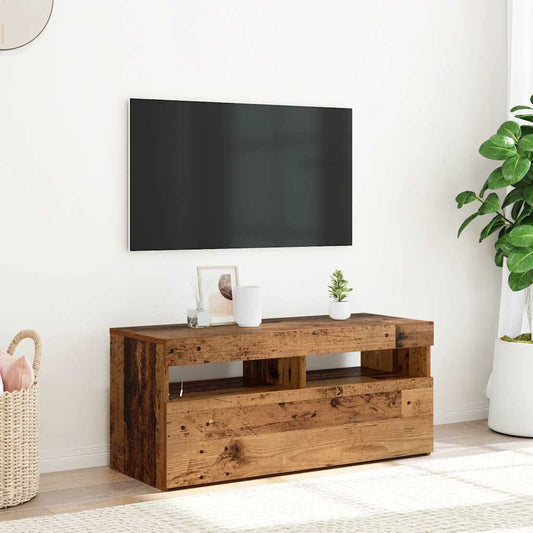 Tv Stolek S Led Old Wood 90 X 35 X 40 Cm Kompozitní Dřevo