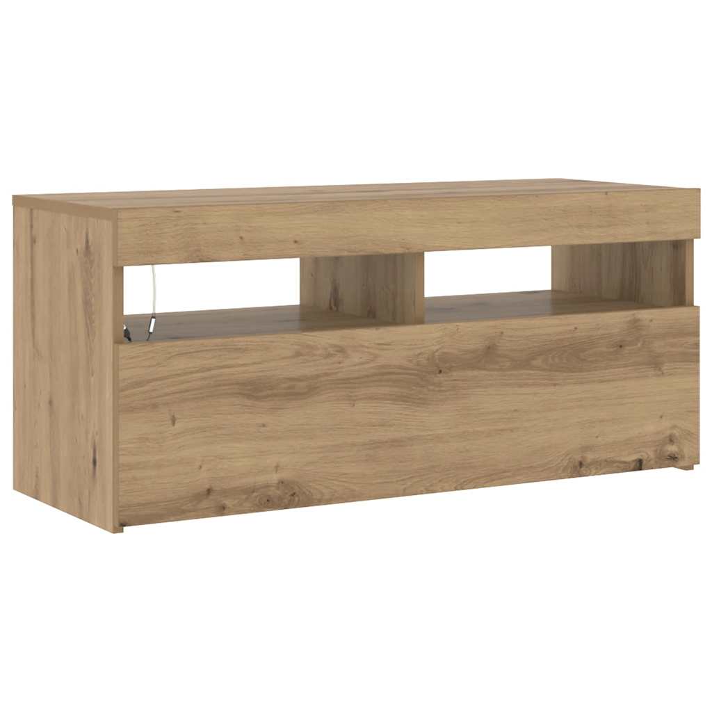Tv Stolek S Led Dub Artisan 90 X 35 X 40 Cm Kompozitní Dřevo