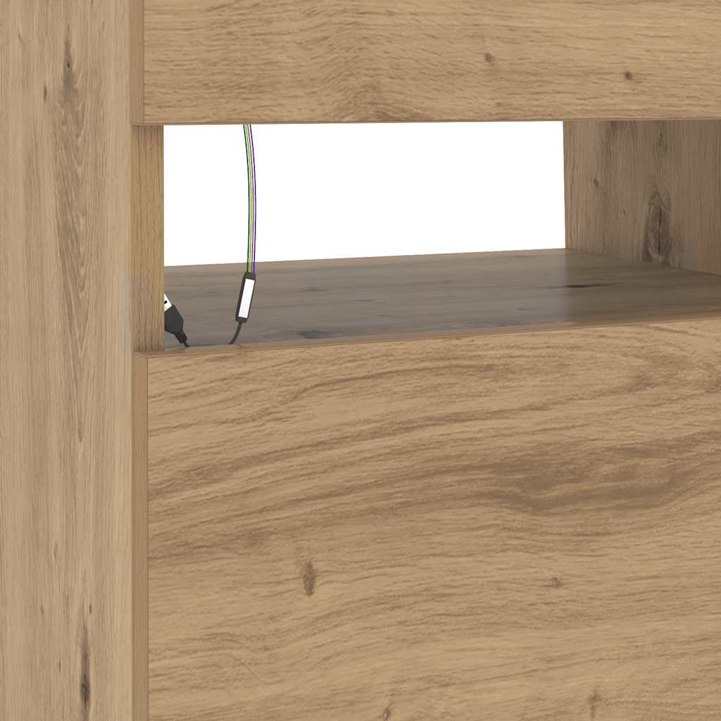 Tv Stolek S Led Dub Artisan 90 X 35 X 40 Cm Kompozitní Dřevo