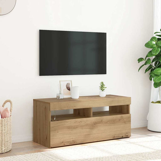 Tv Stolek S Led Dub Artisan 90 X 35 X 40 Cm Kompozitní Dřevo