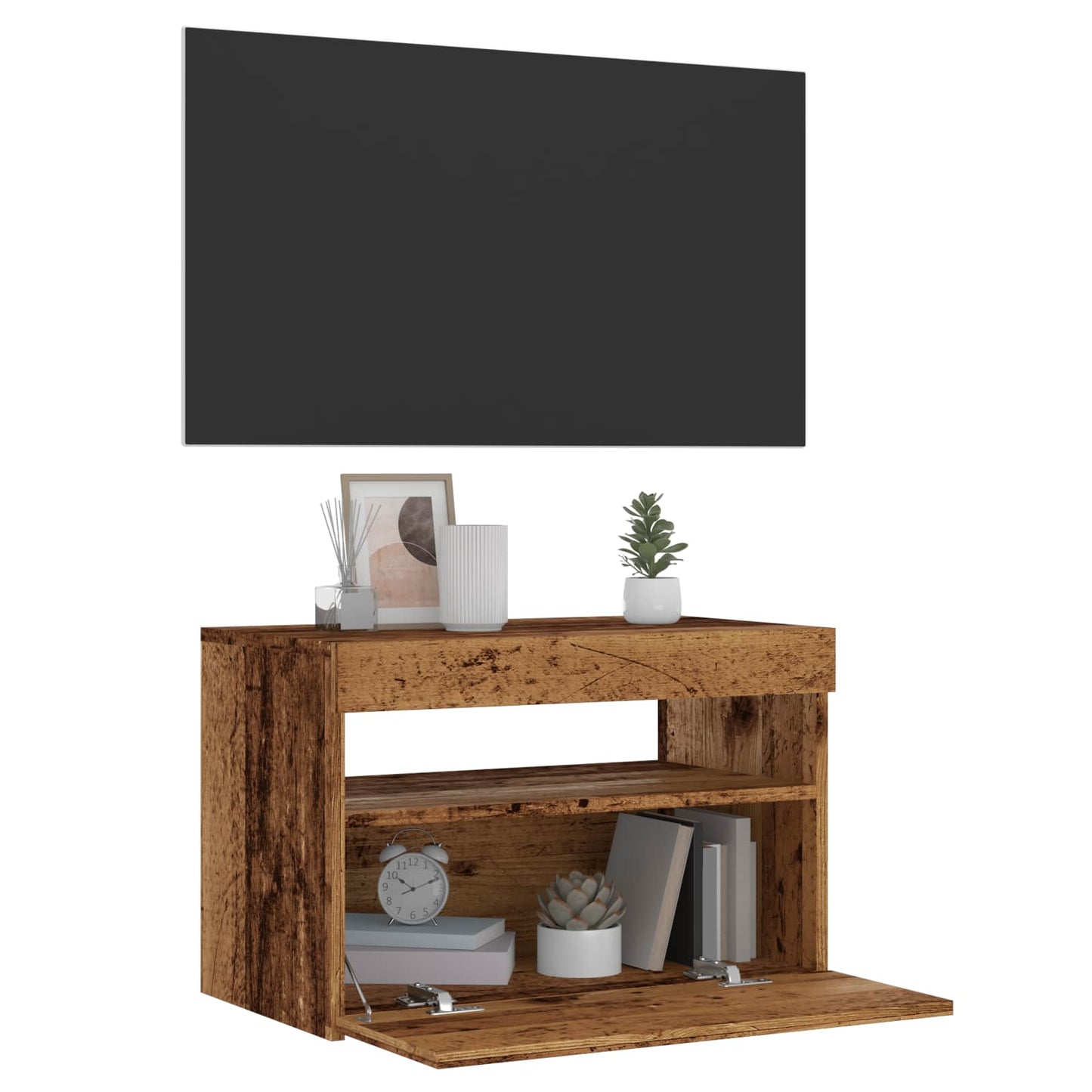 Tv Stolek S Led Old Wood 60 X 35 X 40 Cm Kompozitní Dřevo