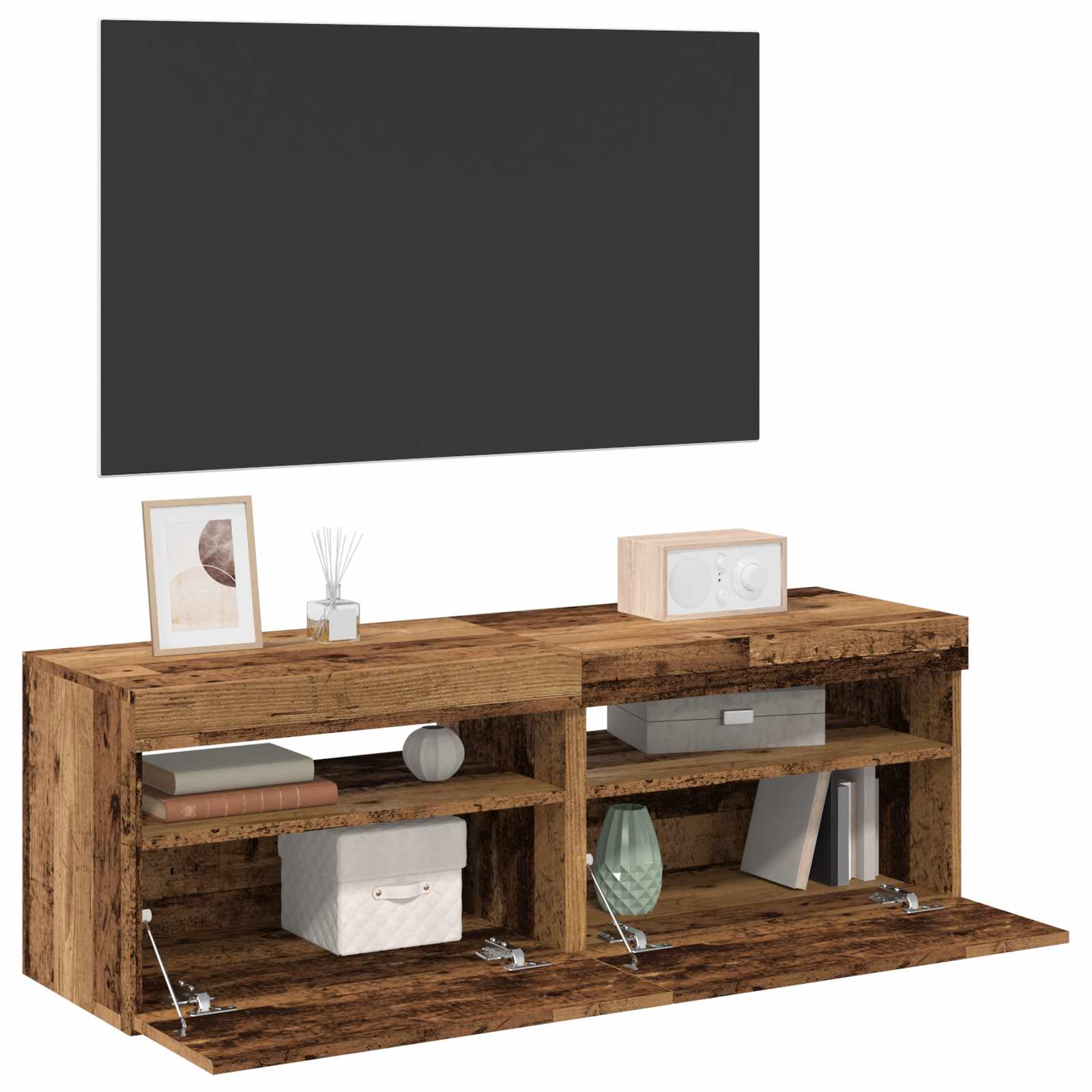 Tv Stolky S Led 2 Ks Old Wood Kompozitní Dřevo