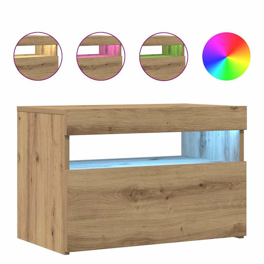 Tv Stolek S Led Dub Artisan 60 X 35 X 40 Cm Kompozitní Dřevo